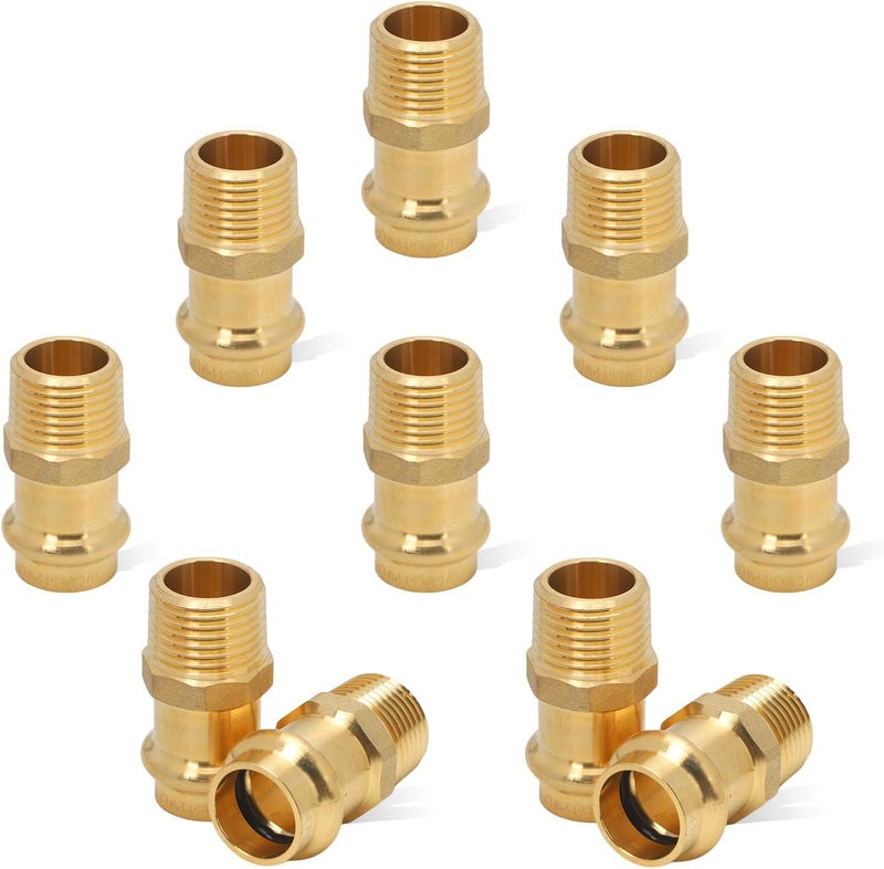 Abbiemo 10PCS 1/2 inch Propress x 1/2 inch NPT Male Adapter Pressure Copper Fitting ProPress Connect to Male NPT Pipe Lead-Free - Image 1